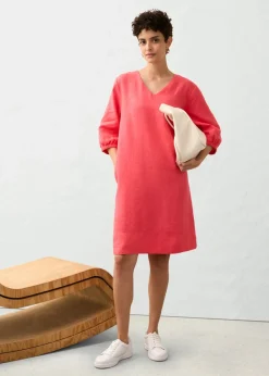 Mujer bonprix bonprix Vestido de lino puro con mangas 3/4