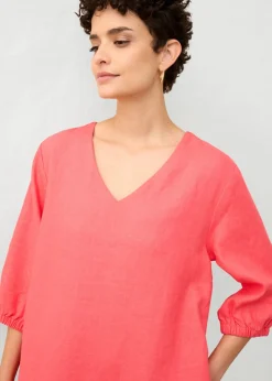 Mujer bonprix bonprix Vestido de lino puro con mangas 3/4