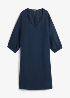 Mujer bonprix bonprix Vestido de lino puro con mangas 3/4