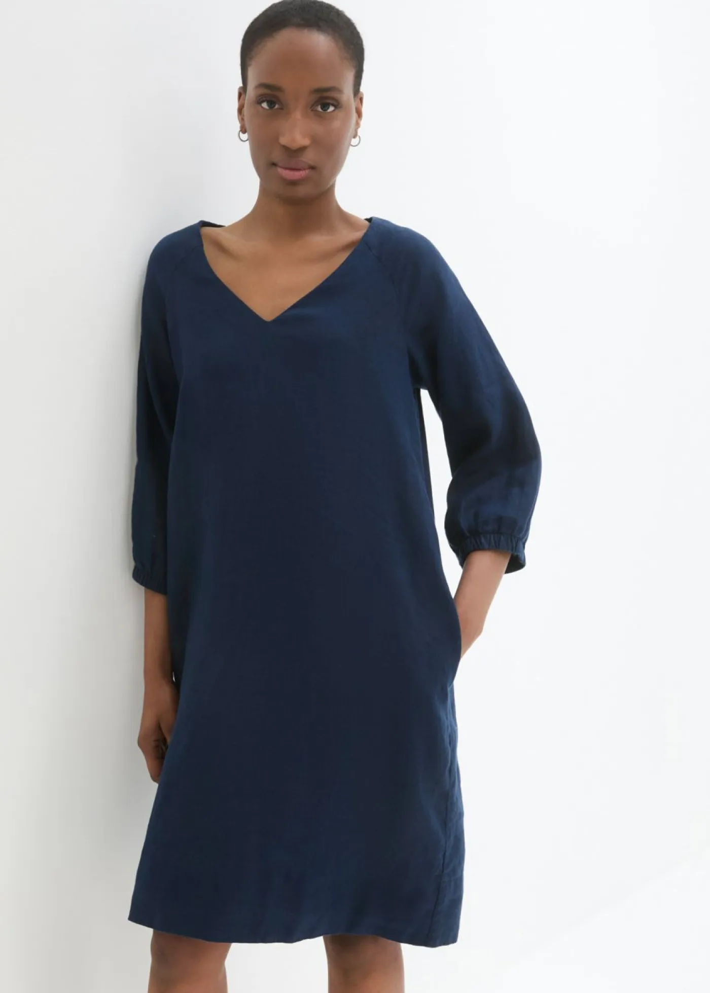 Mujer bonprix bonprix Vestido de lino puro con mangas 3/4