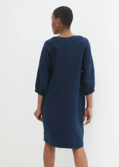 Mujer bonprix bonprix Vestido de lino puro con mangas 3/4