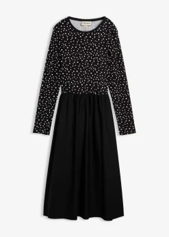 bonprix bonprix Vestidos>Vestido de mezcla de materiales de algodón puro negro-blanco lana topos