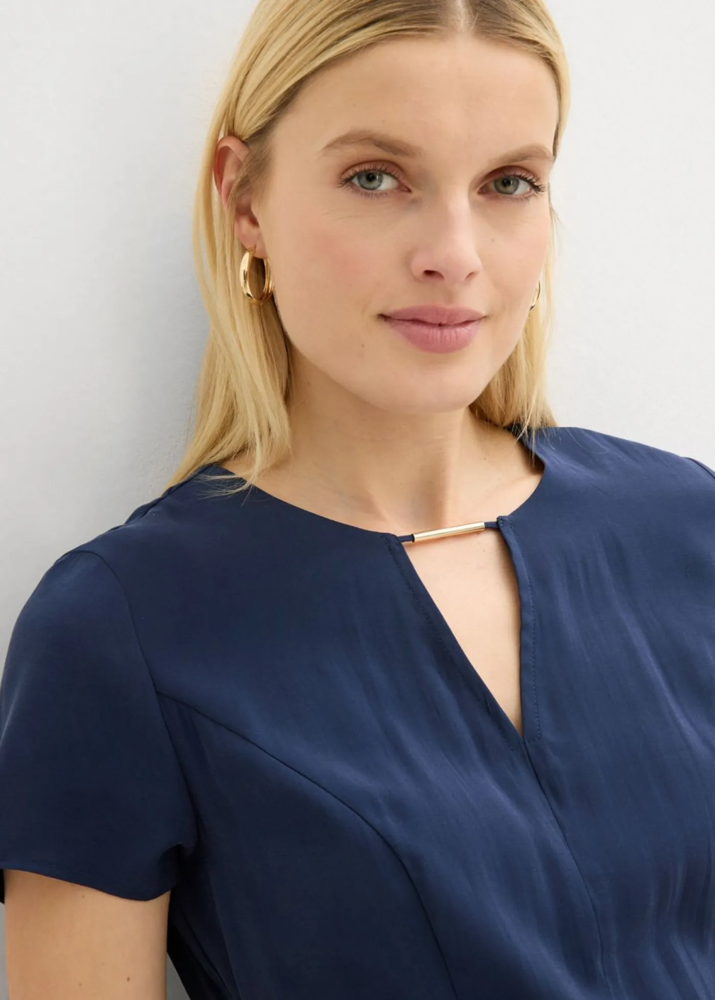 bonprix bonprix Vestidos|Novedades>Vestido de mezcla de viscosa fina Azul marino