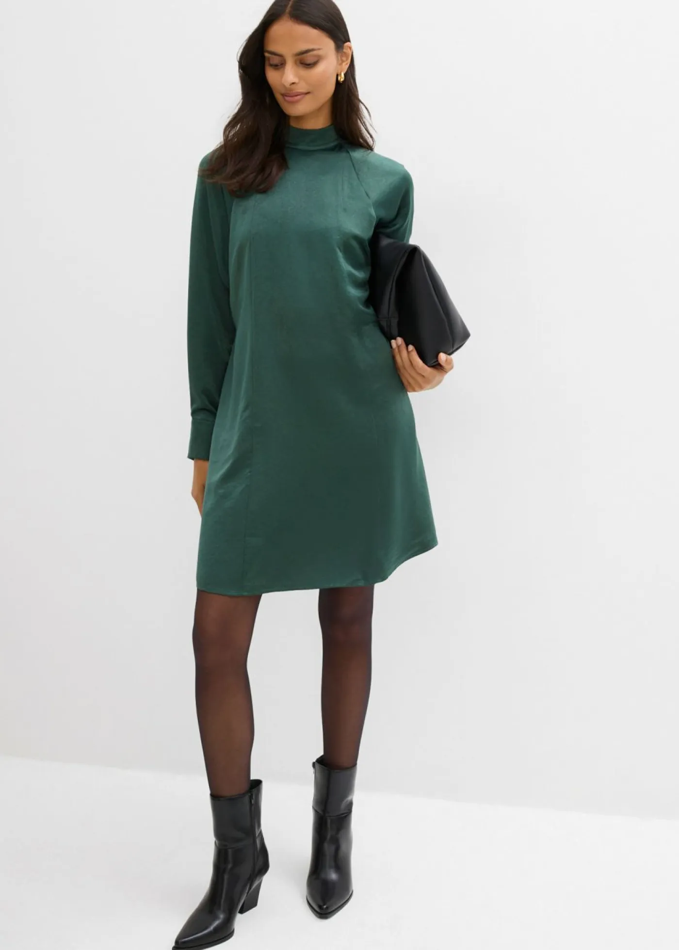 bonprix bonprix Esenciales|Vestidos>Vestido de mezcla de viscosa verde sombra