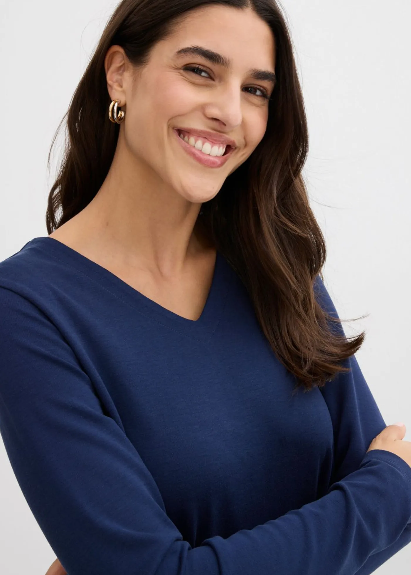 bonprix bonprix Vestidos>Vestido de mezcla de viscosa fluida Azul marino