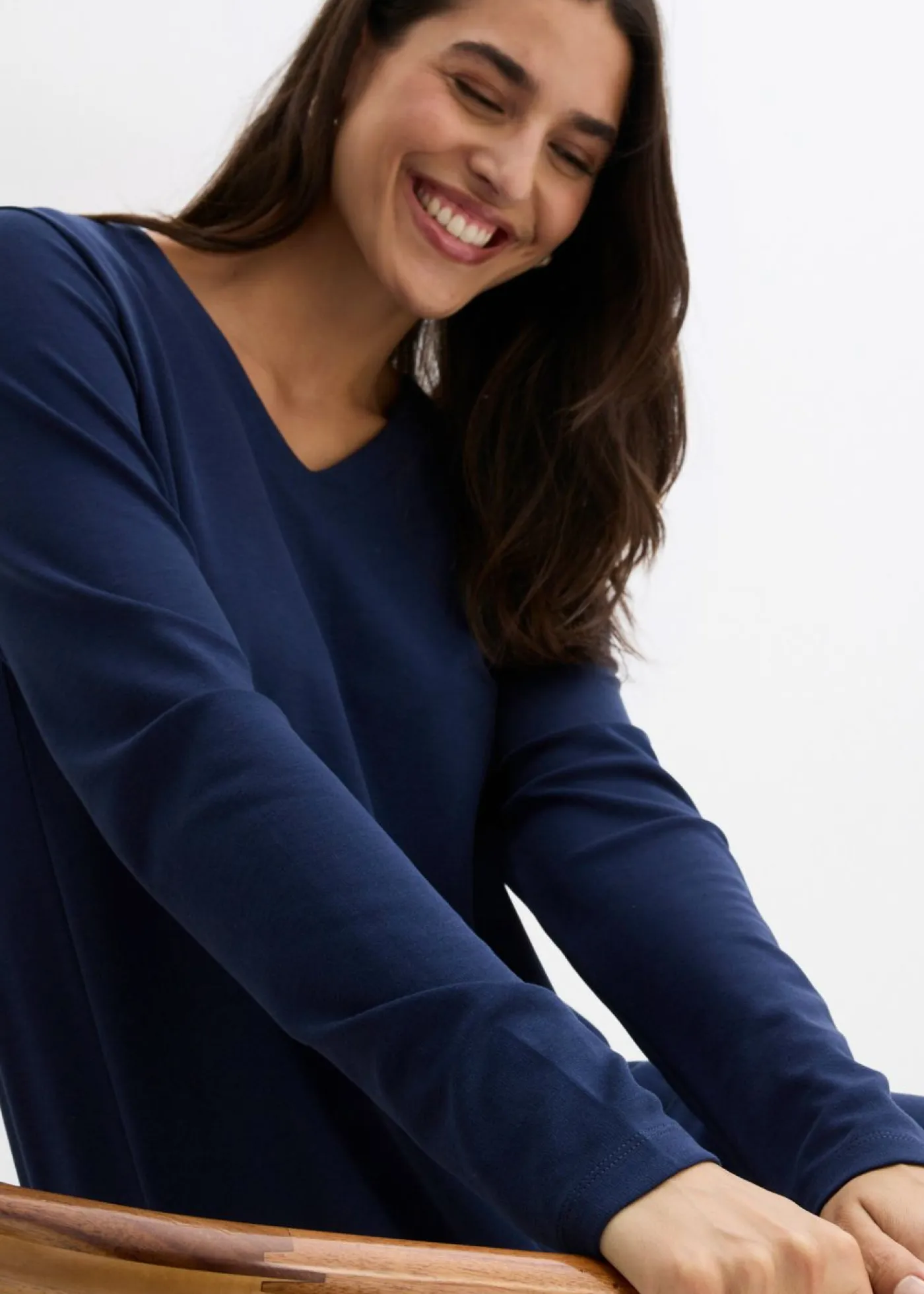 bonprix bonprix Vestidos>Vestido de mezcla de viscosa fluida Azul marino