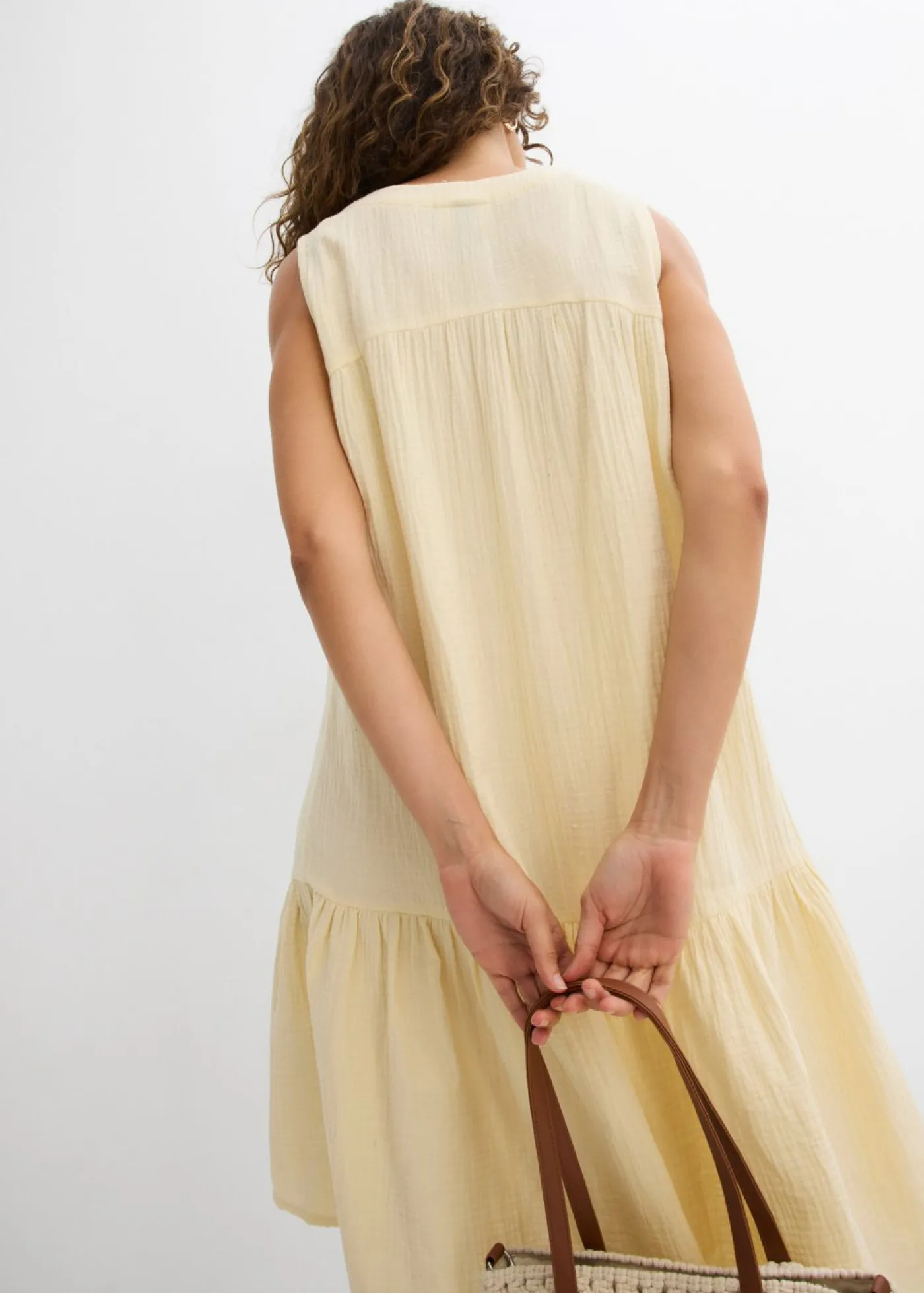 bonprix bonprix Vestidos>Vestido de muselina ligera Arena claro