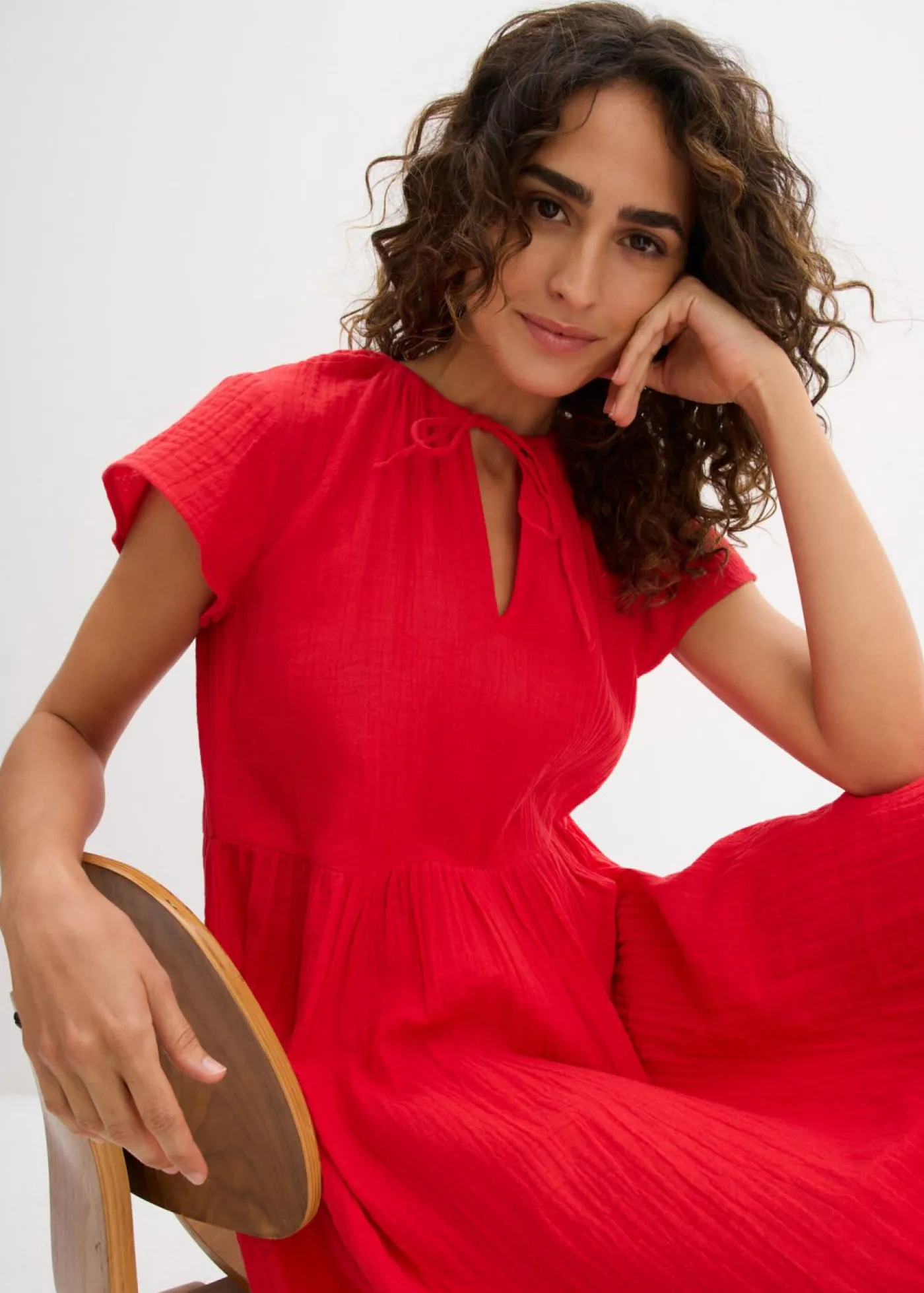 bonprix bonprix Vestidos>Vestido de muselina suave fresa