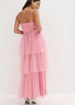 Mujer bonprix bonprix Vestido de noche con encaje y falda de tul fino