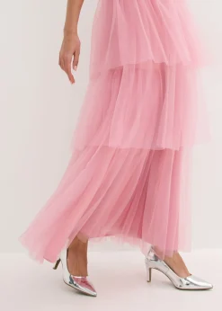 Mujer bonprix bonprix Vestido de noche con encaje y falda de tul fino