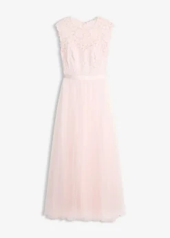 bonprix bonprix Vestidos|Ropa Elegante>Vestido de noche con encaje y falda de tul fino Rosa claro