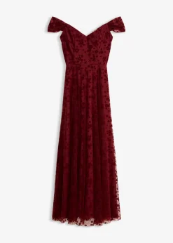 bonprix bonprix Vestidos|Ropa Elegante>Vestido de noche con un elegante bordado floral Rojo rubí