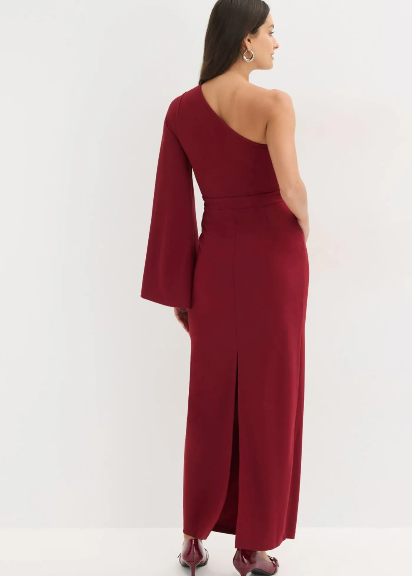 bonprix bonprix Vestidos|Ropa Elegante>Vestido de noche con un hombro al descubierto Rojo rubí