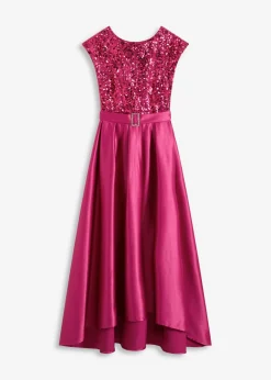 bonprix bonprix Vestidos|Novedades>Vestido de noche de satén brillante con lentejuelas Rosa fucsia