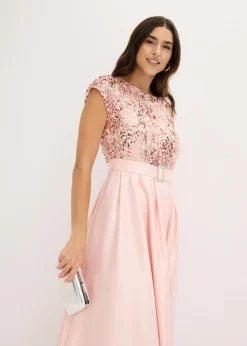 Mujer bonprix bonprix Vestido de noche de satén brillante con lentejuelas