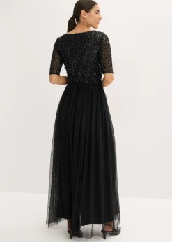 Mujer bonprix bonprix Vestido de noche de tul delicado con bordado de lentejuelas