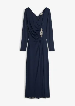 bonprix bonprix Vestidos|Novedades>Vestido de noche de tul delicado con aplicación de piedras Azul marino