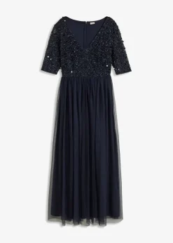 Mujer bonprix bonprix Vestido de noche de tul delicado con bordado de lentejuelas