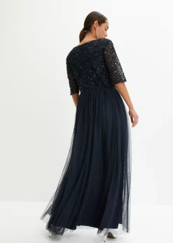 Mujer bonprix bonprix Vestido de noche de tul delicado con bordado de lentejuelas