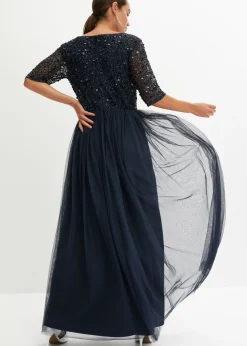 Mujer bonprix bonprix Vestido de noche de tul delicado con bordado de lentejuelas