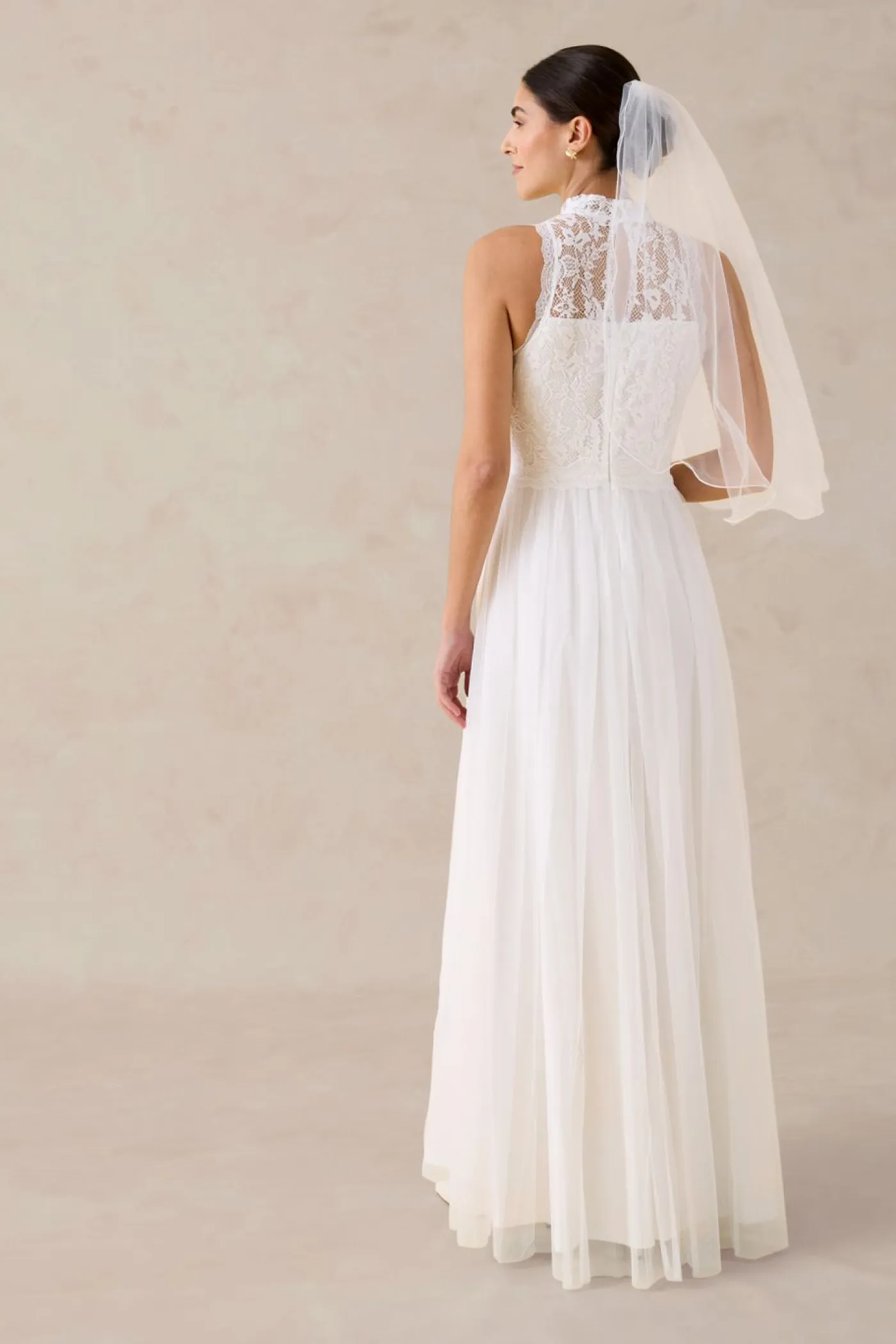 bonprix bonprix Vestidos>Vestido de novia de tul y encaje Blanco