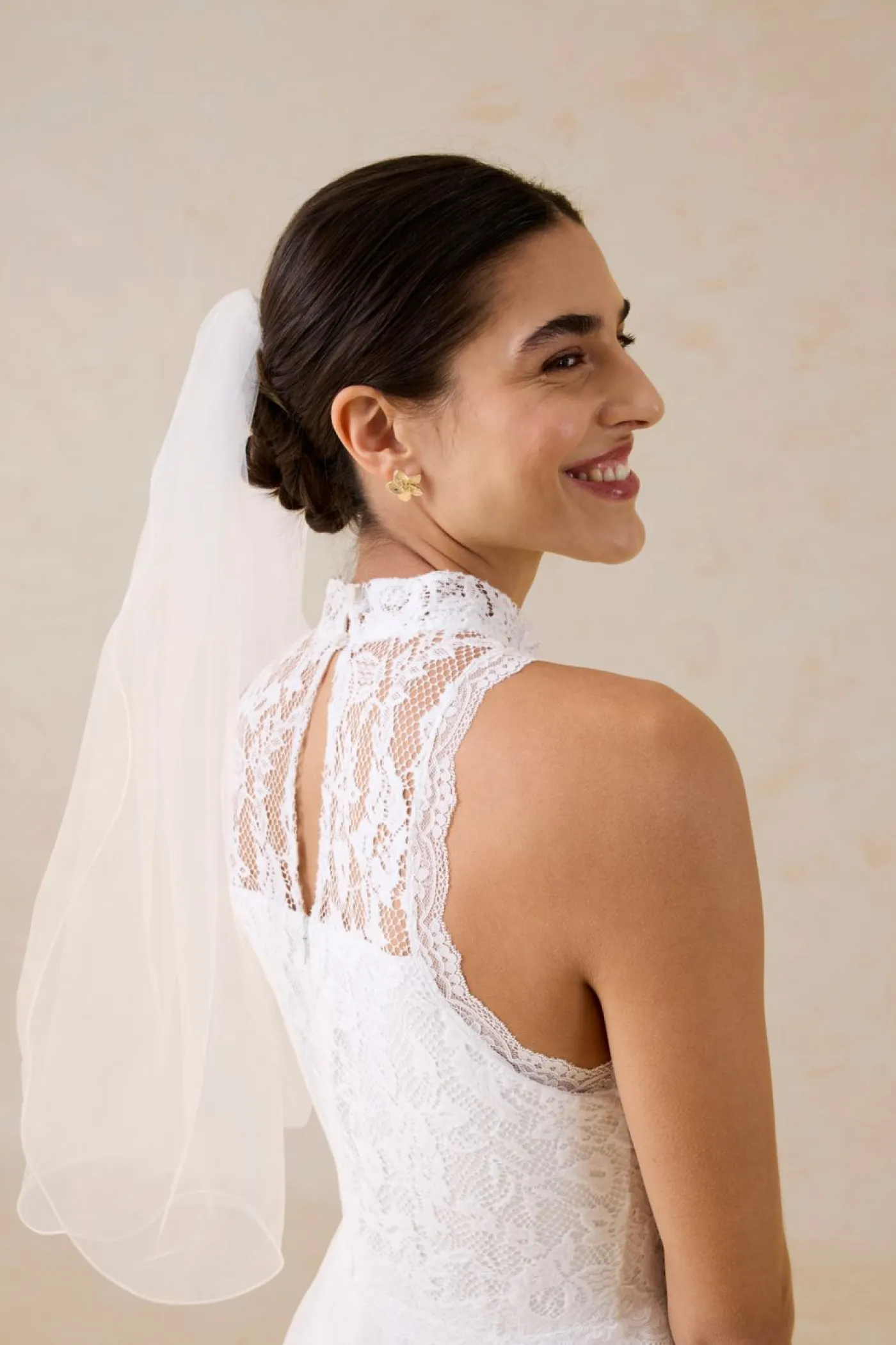 bonprix bonprix Vestidos>Vestido de novia de tul y encaje Blanco