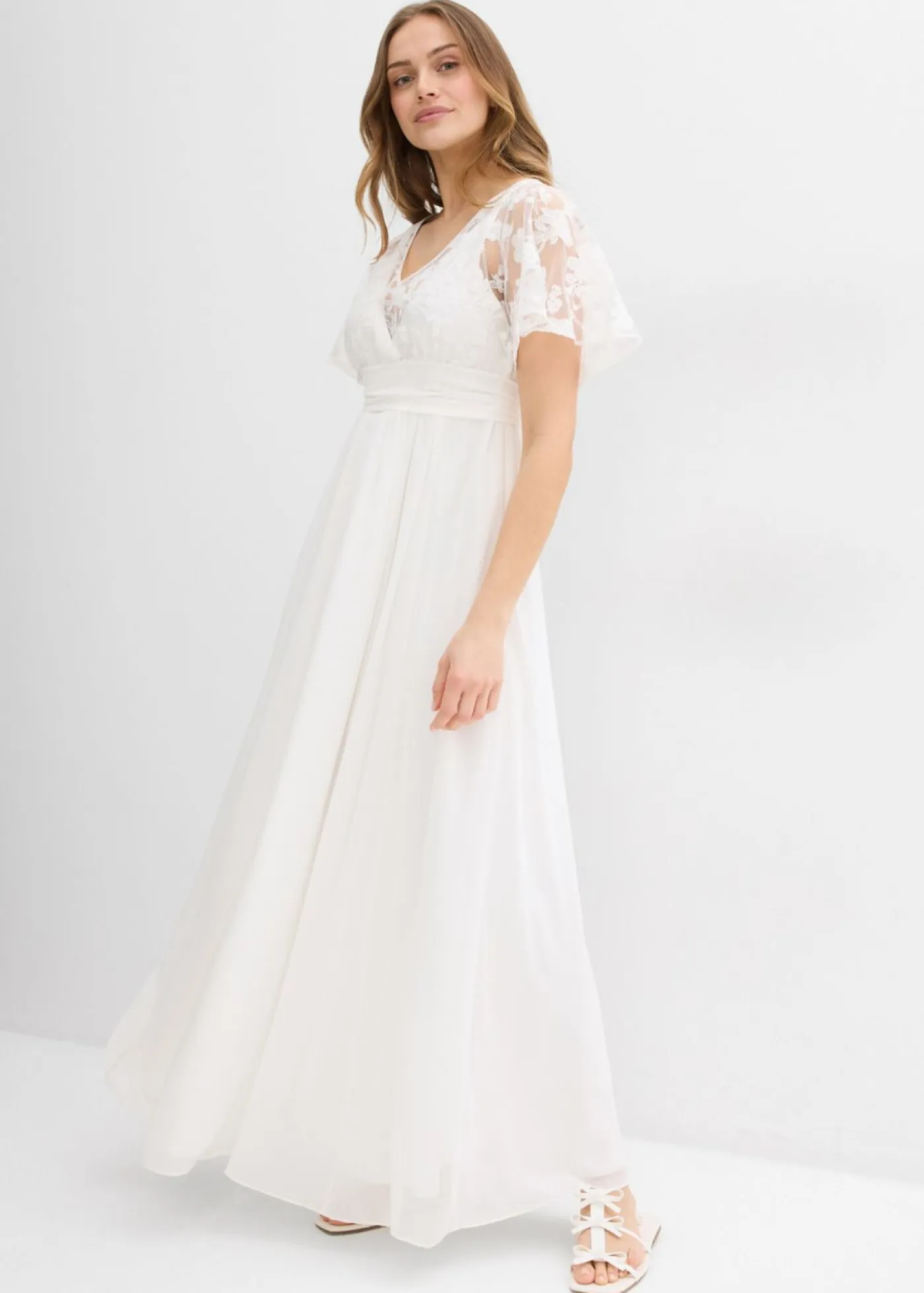 bonprix bonprix Premamá>Vestido de novia premamá 2 en 1 con función de lactancia Blanco lana