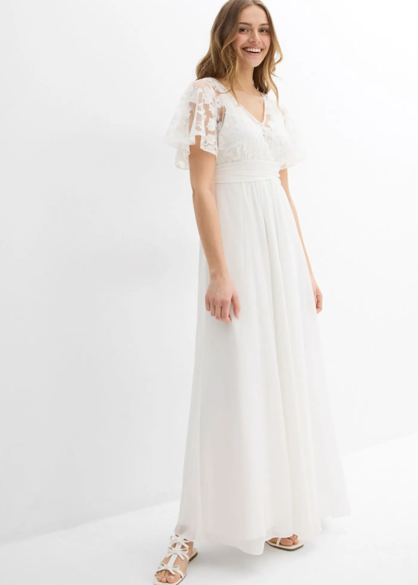 bonprix bonprix Premamá>Vestido de novia premamá 2 en 1 con función de lactancia Blanco lana