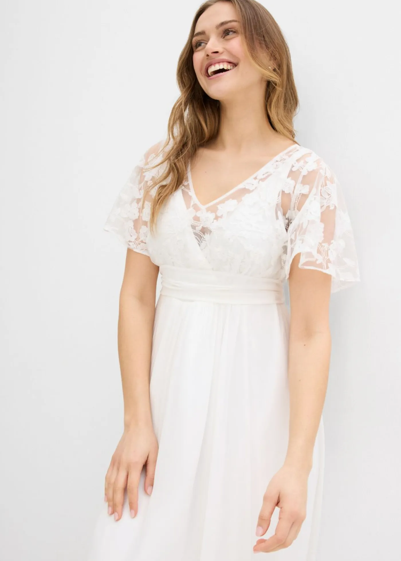 bonprix bonprix Premamá>Vestido de novia premamá 2 en 1 con función de lactancia Blanco lana