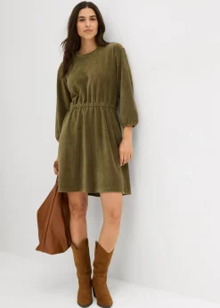 bonprix bonprix Vestidos>Vestido de pana Verde oliva oscuro