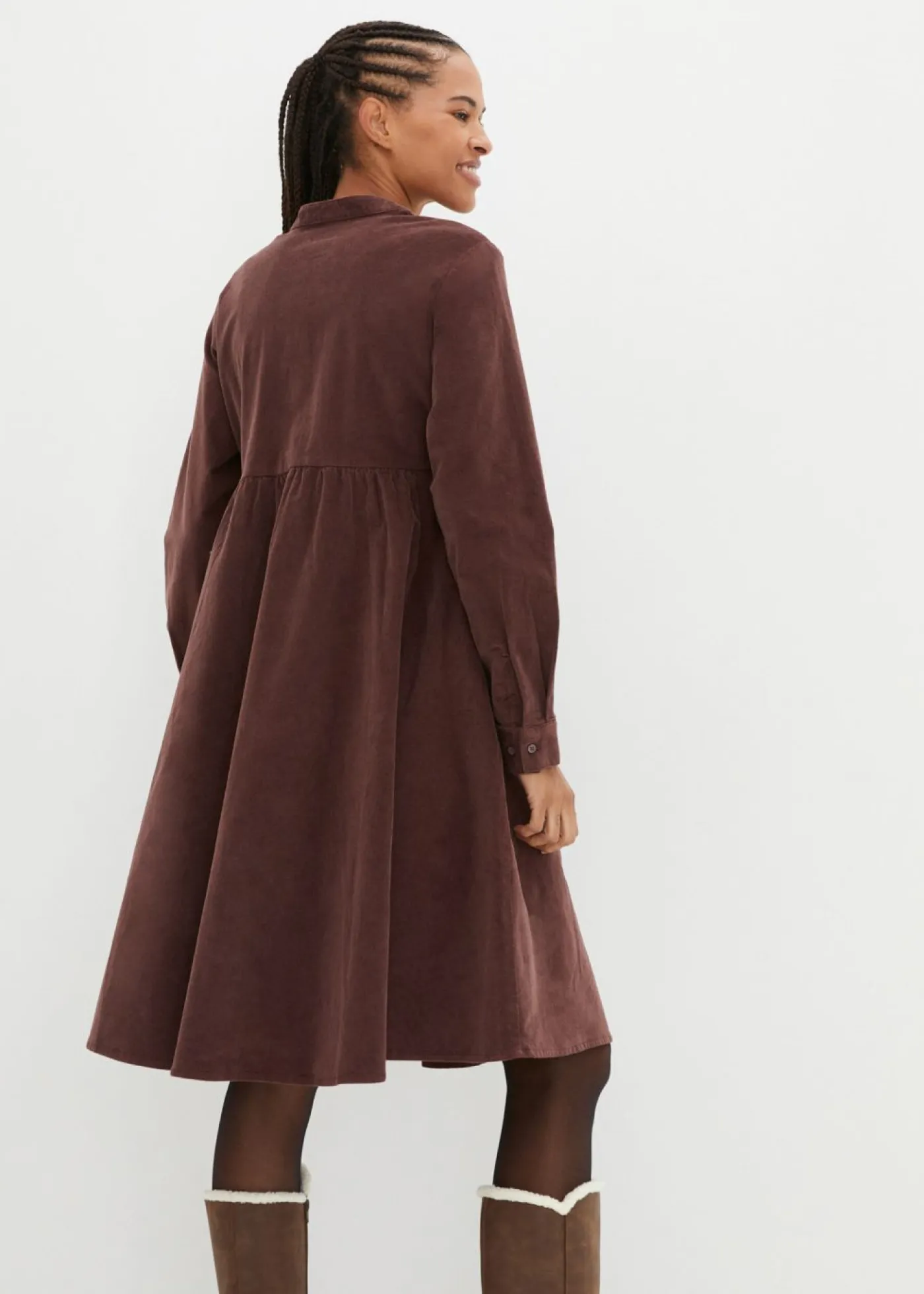 bonprix bonprix Vestidos>Vestido de pana de algodón Marrón tierra