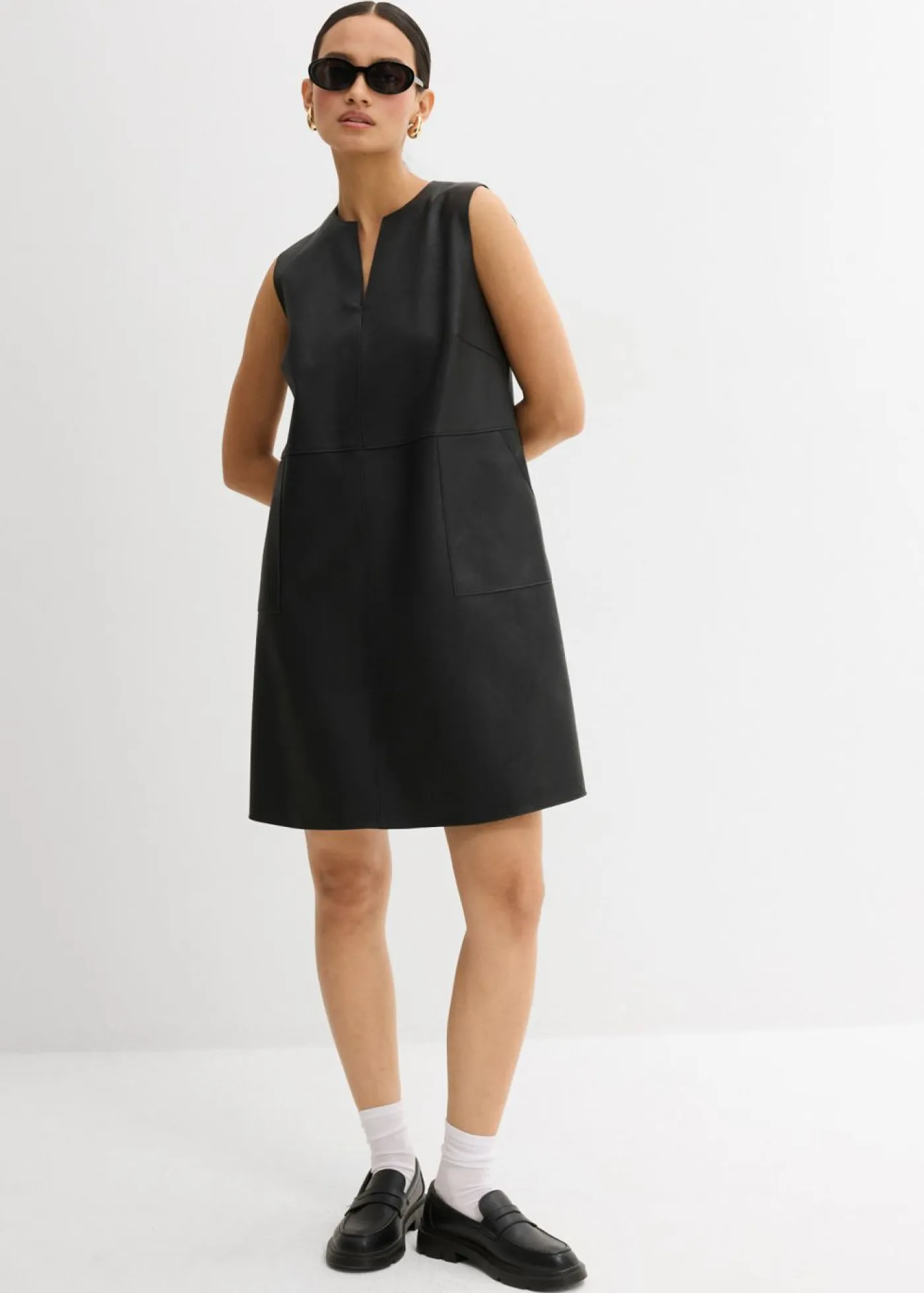 bonprix bonprix Esenciales|Vestidos>Vestido de piel sintética Negro