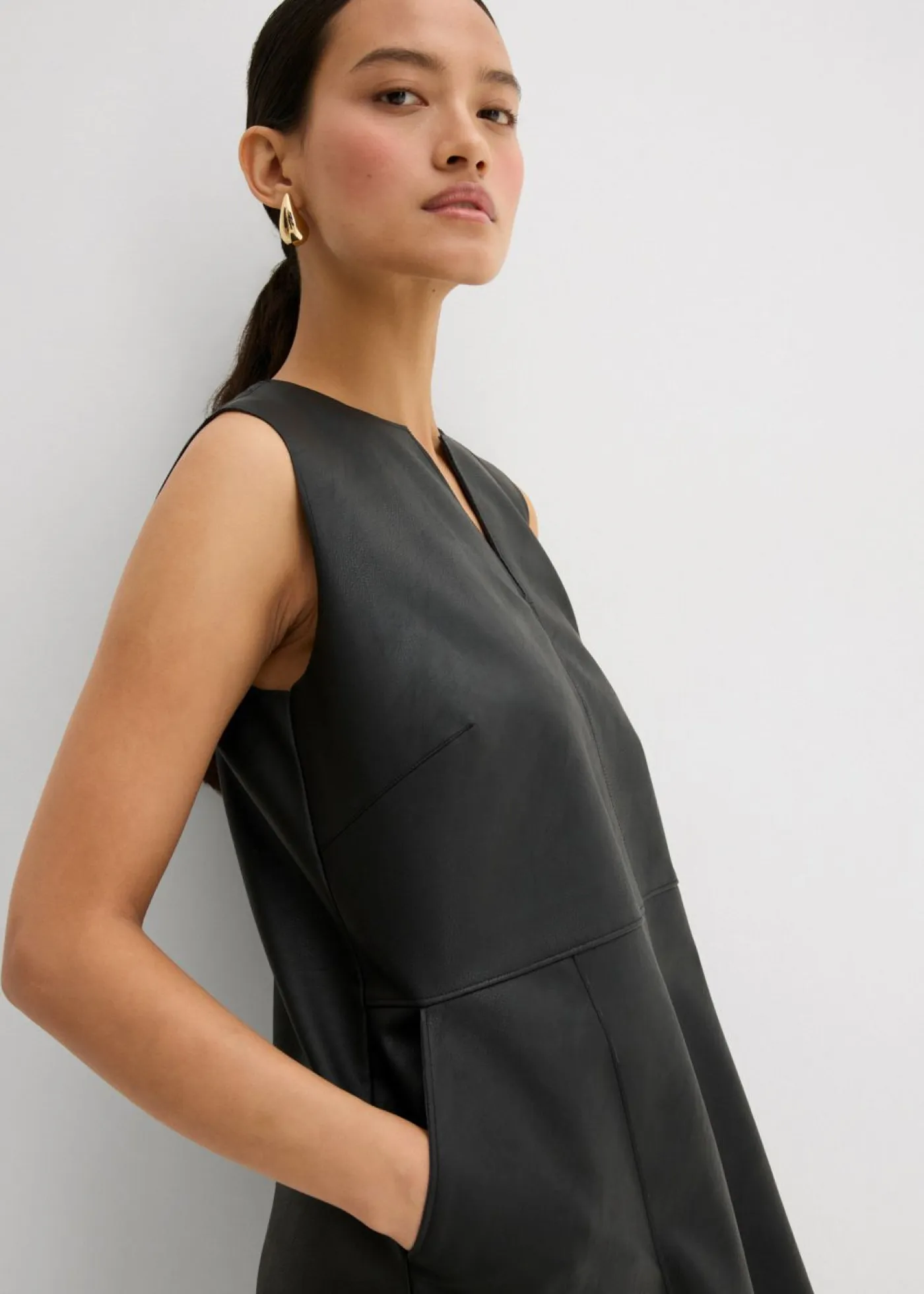 bonprix bonprix Esenciales|Vestidos>Vestido de piel sintética Negro