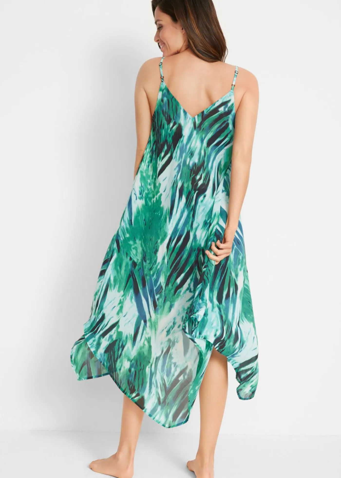 bonprix bonprix Ropa De Playa|Vestidos>Vestido de playa Verde-turquesa con estampado gráfico