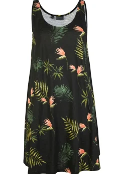 bonprix bonprix Ropa De Playa|Vestidos>Vestido de playa de algodón orgánico puro Negro-verde de flores