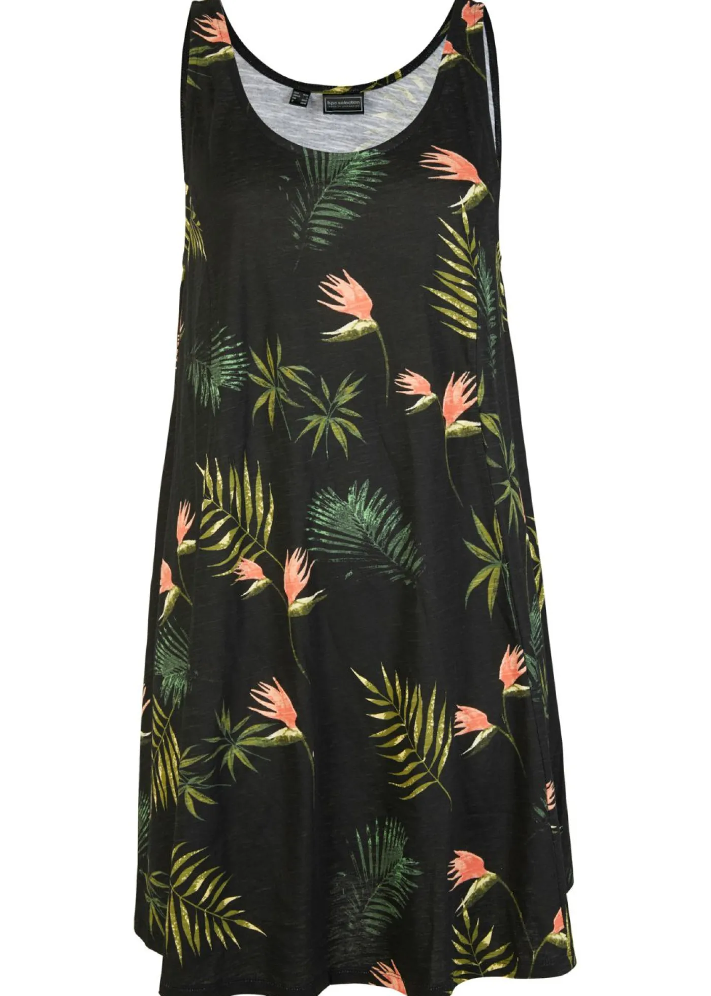 bonprix bonprix Ropa De Playa|Vestidos>Vestido de playa de algodón orgánico puro Negro-verde de flores