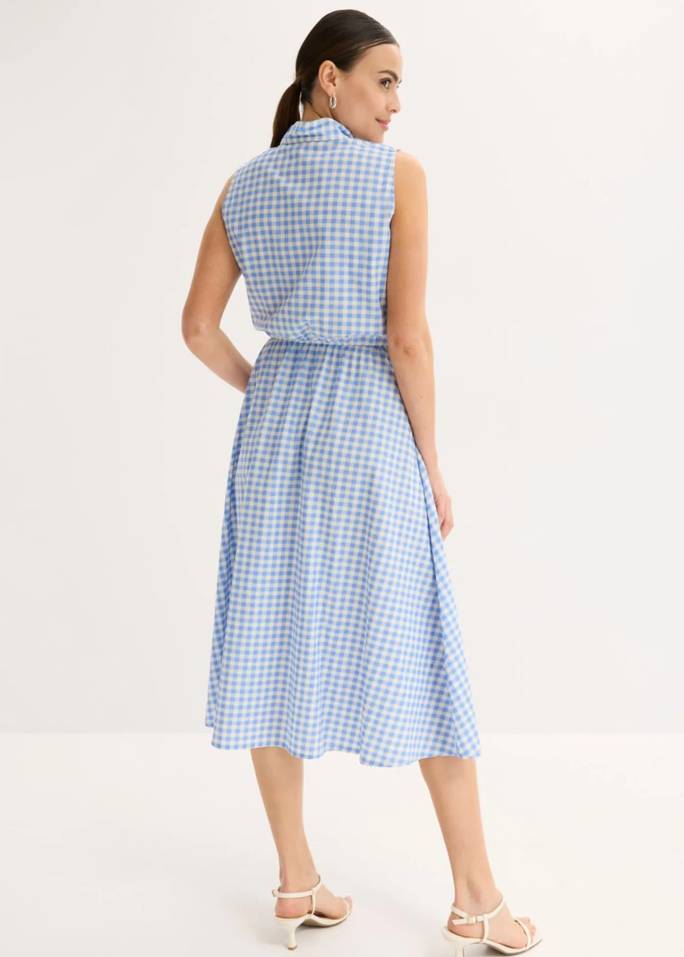 bonprix bonprix Vestidos>Vestido de popelín de algodón azul provenzal-blanco lana a cuadros