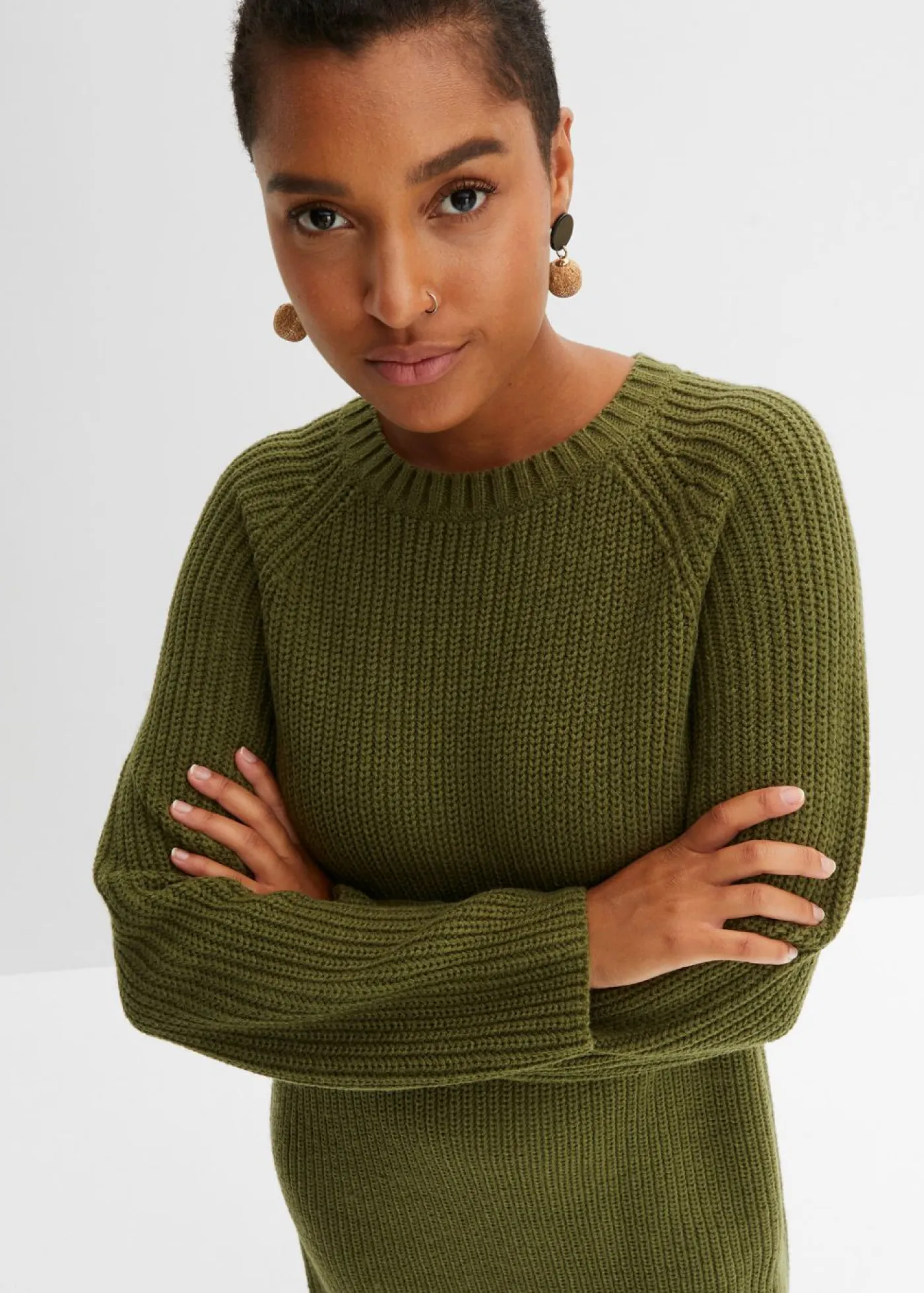 bonprix bonprix Vestidos|Ropa De Punto>Vestido de punto caqui oscuro