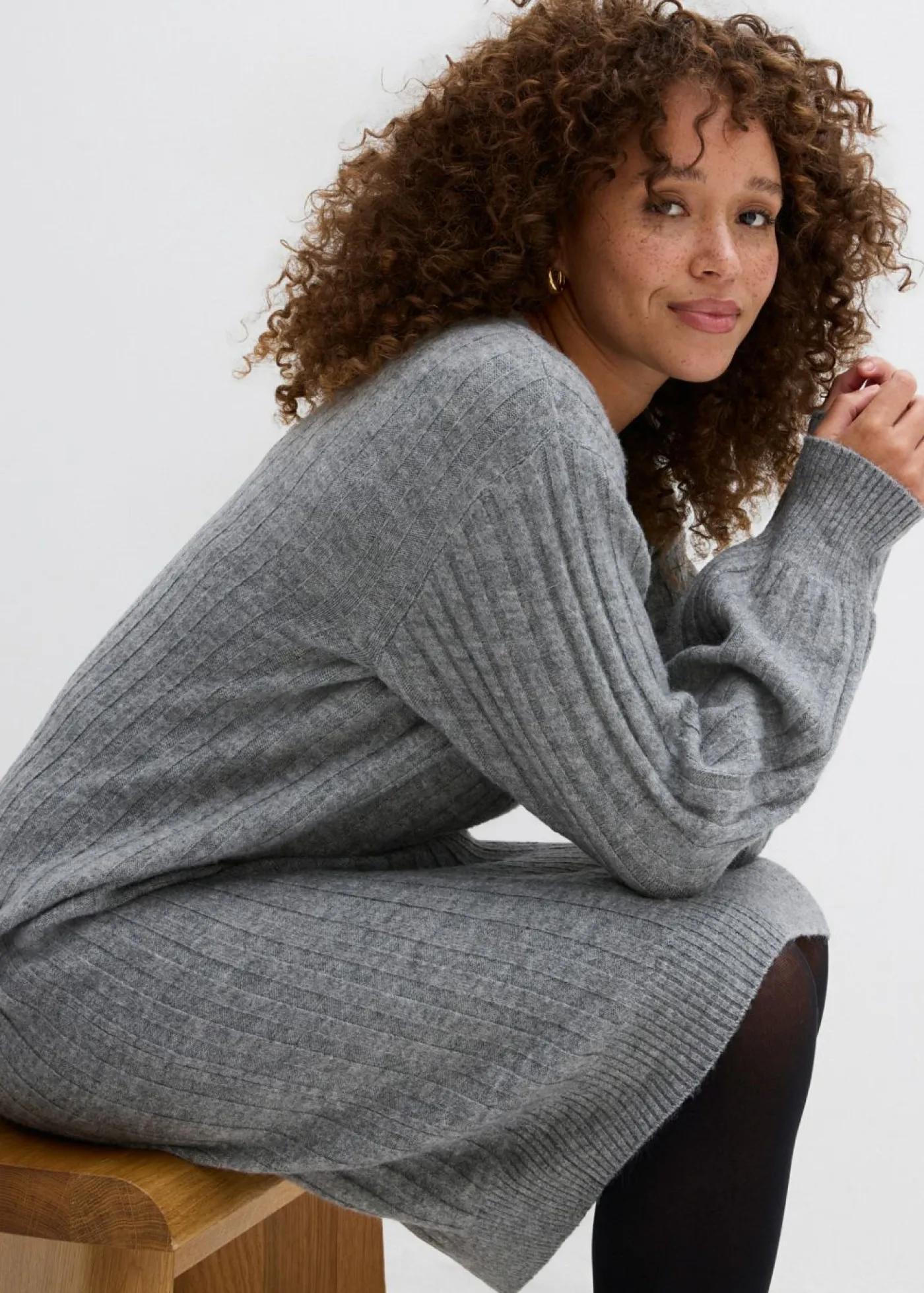 bonprix bonprix Vestidos|Ropa De Punto>Vestido de punto Gris jaspeado