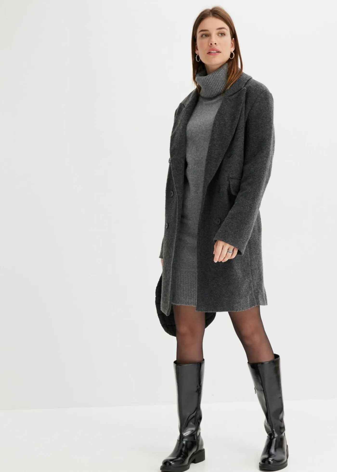 bonprix bonprix Vestidos|Ropa De Punto>Vestido de punto Gris jaspeado