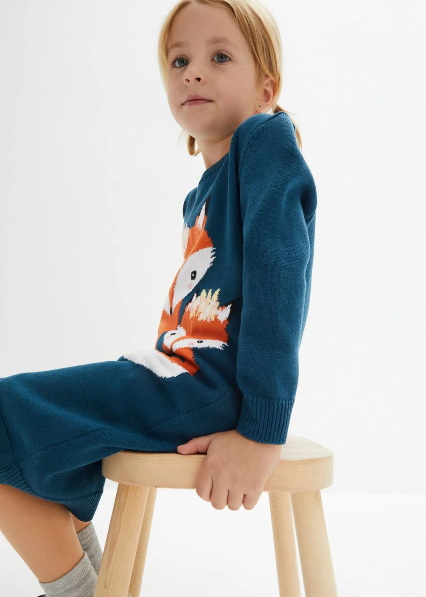 bonprix bonprix Ropa 2 A 9 Años·Vestidos Y Faldas>Vestido de punto Petróleo azul