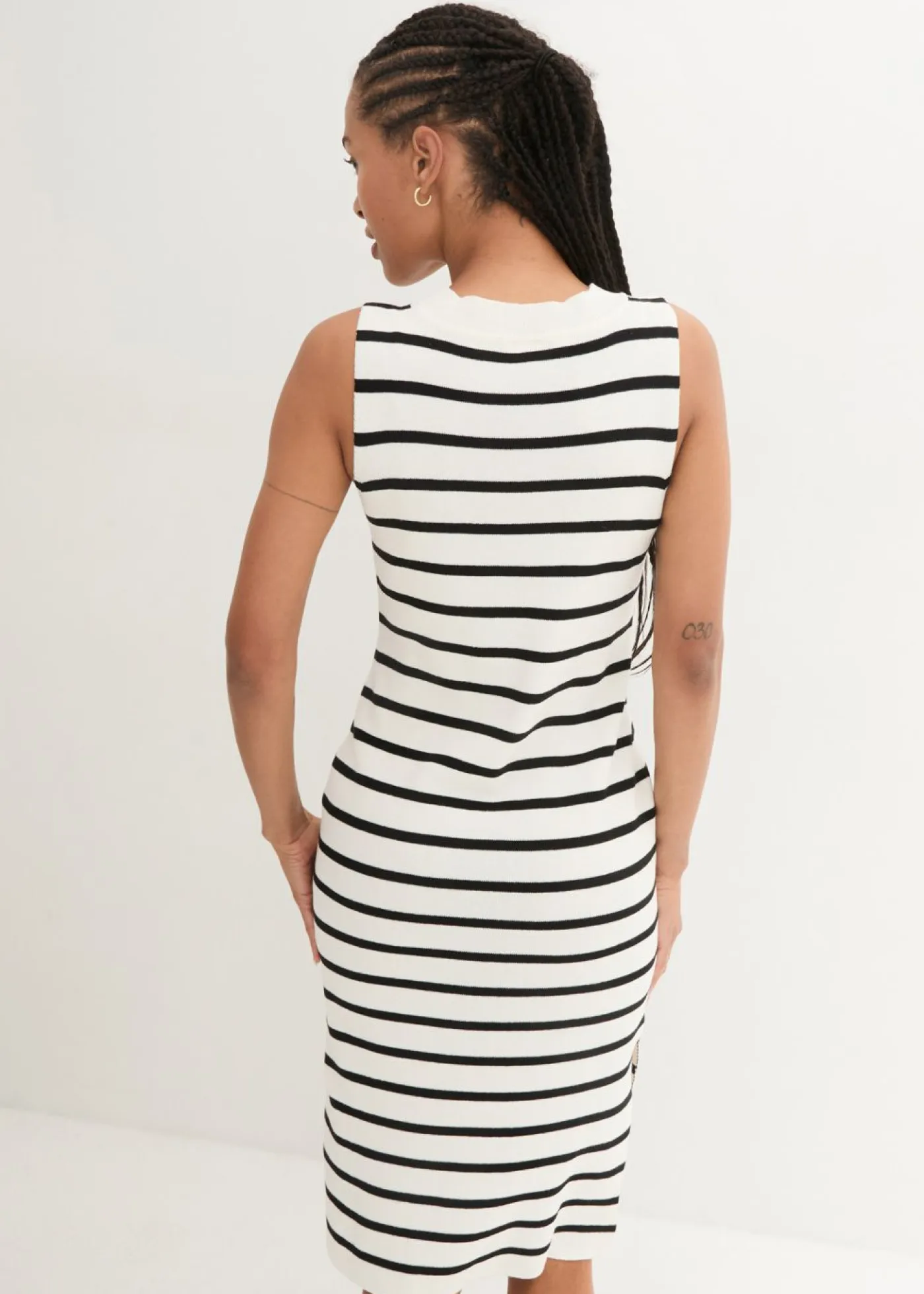 bonprix bonprix Vestidos|Ropa De Punto>Vestido de punto blanco lana-negro con rayas