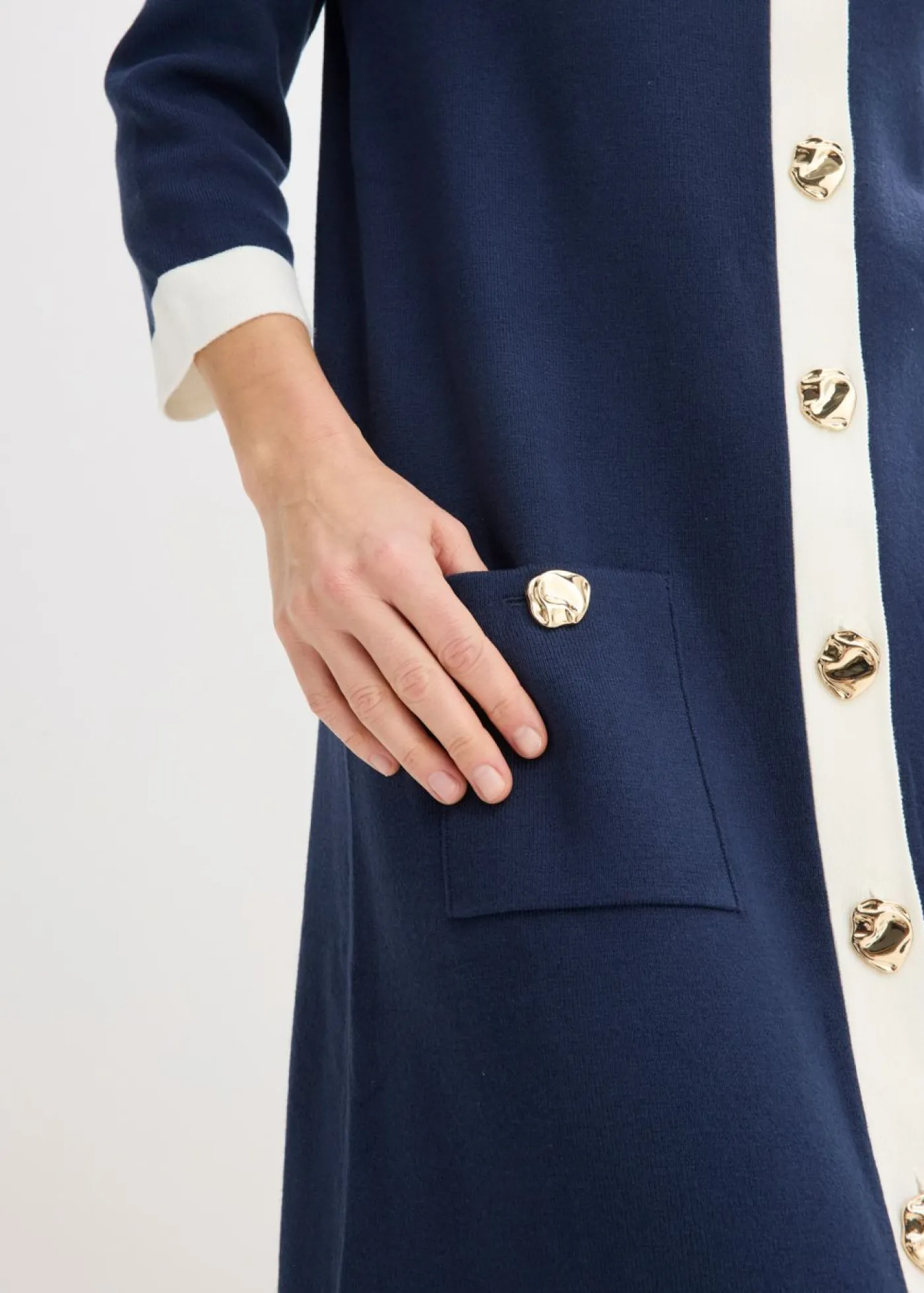 bonprix bonprix Vestidos|Ropa De Punto>Vestido de punto Azul marino + blanco lana