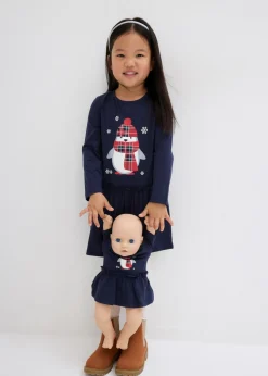 bonprix bonprix Ropa 2 A 9 Años·Vestidos Y Faldas>Vestido de punto + vestido para muñecas de algodón orgánico puro (conjunto de 2 piezas) Azul marino