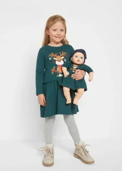 Niños bonprix bonprix Vestido de punto + vestido para muñecas de algodón orgánico puro (conjunto de 2 piezas)