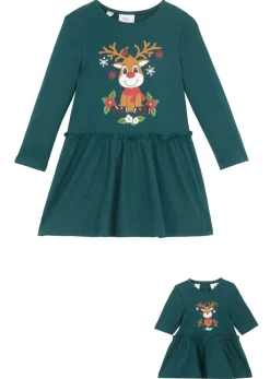 Niños bonprix bonprix Vestido de punto + vestido para muñecas de algodón orgánico puro (conjunto de 2 piezas)