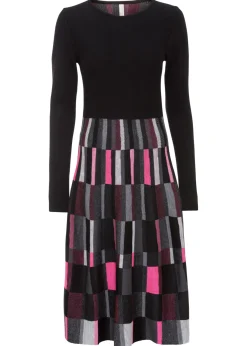 bonprix bonprix Vestidos|Ropa De Punto>Vestido de punto a cuadros Gris-negro-rosa de cuadros