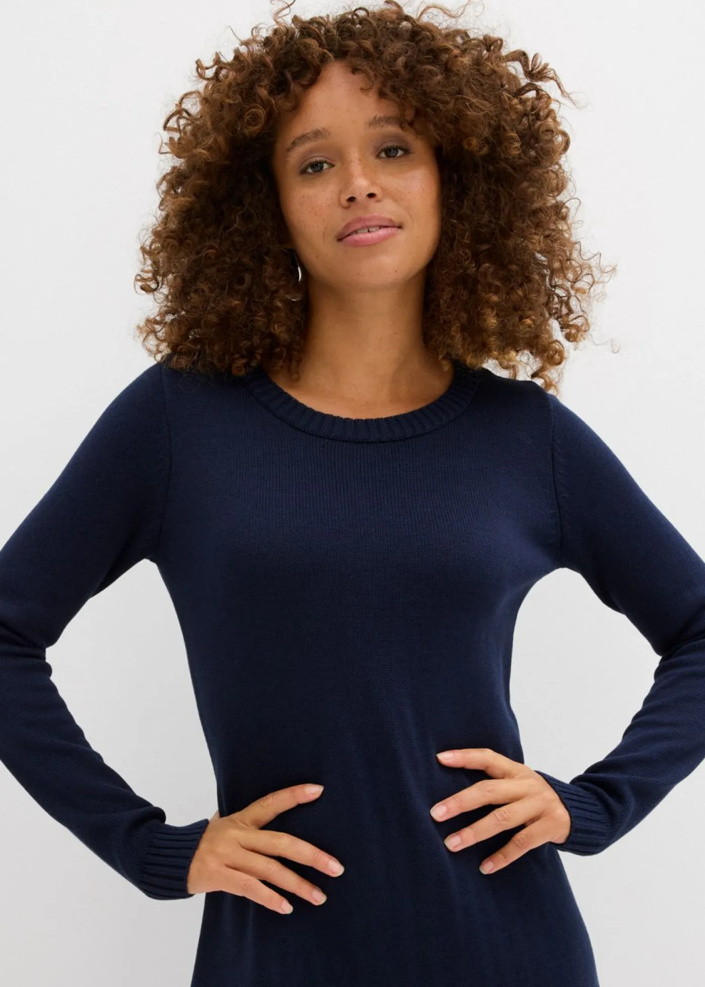 bonprix bonprix Básicos|Vestidos>Vestido de punto acampanado Azul marino