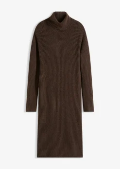 Mujer bonprix bonprix Vestido de punto acanalado con cuello vuelto