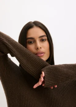 Mujer bonprix bonprix Vestido de punto acanalado con cuello vuelto